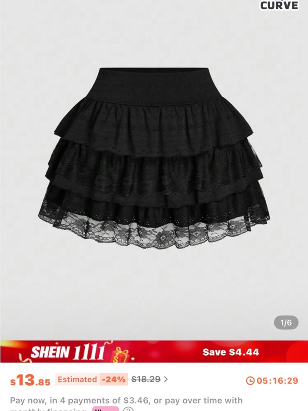 SHEIN Black Layered Lace Mini Skirt